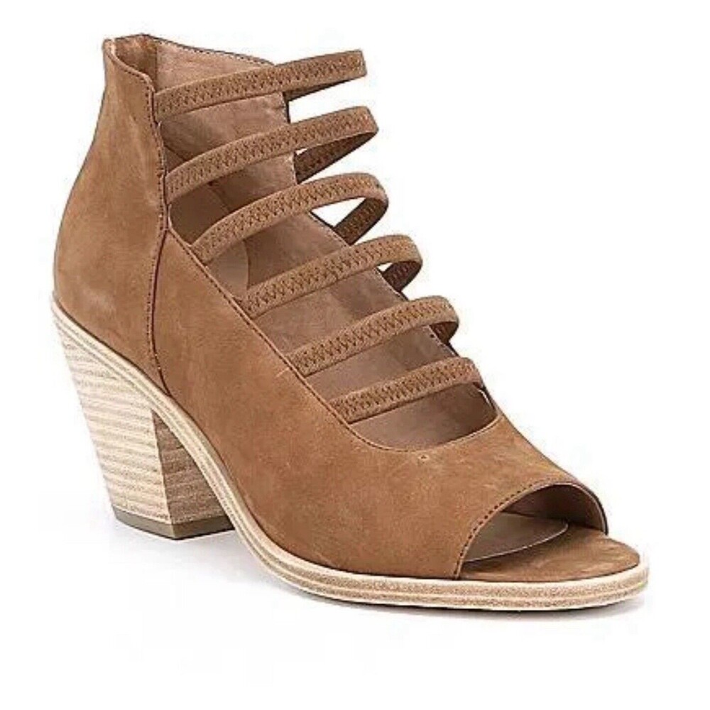 Eileen Fisher JAMES Strappy Sandals Wedge Heels Tan Suede Womens Shoe 7.5 $265